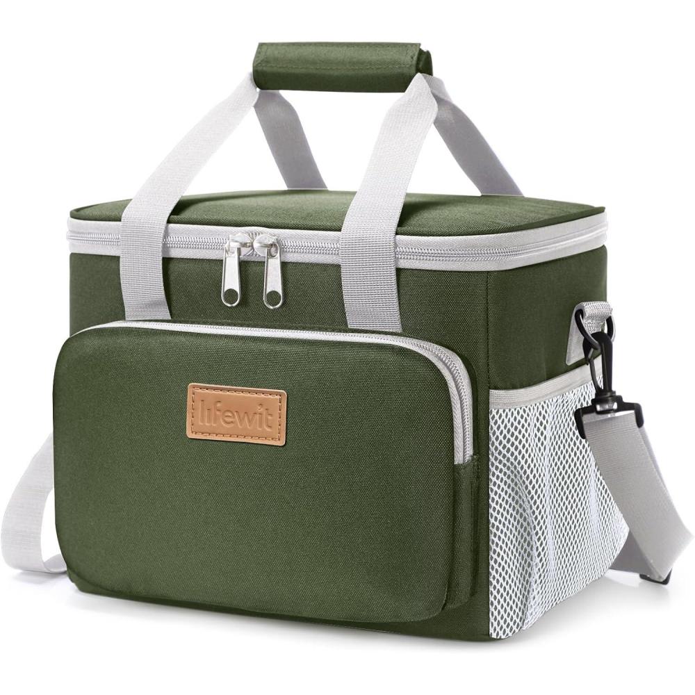 image:imageLifewit Large Lunch Bag Insulated Lunch Box Soft Cooler Cooling Tote for Adult Men Women Dark Blue 12Can 9LGray Green