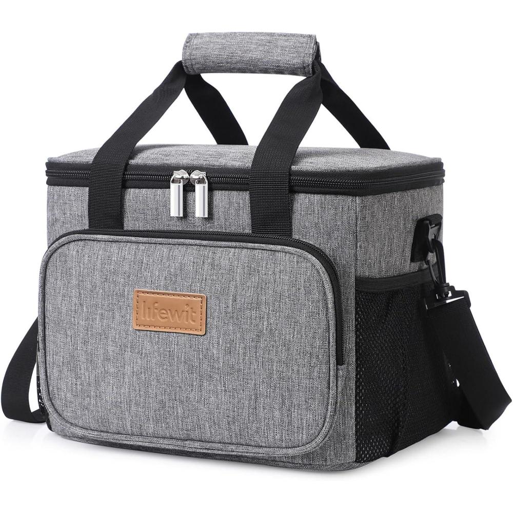 image:imageLifewit Large Lunch Bag Insulated Lunch Box Soft Cooler Cooling Tote for Adult Men Women Dark Blue 12Can 9LGray