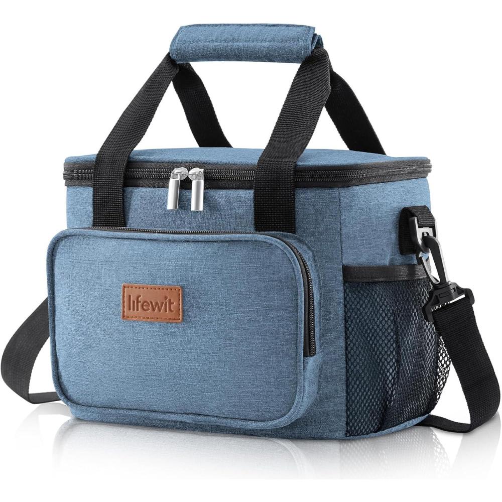 image:imageLifewit Large Lunch Bag Insulated Lunch Box Soft Cooler Cooling Tote for Adult Men Women Dark Blue 12Can 9LLight Blue