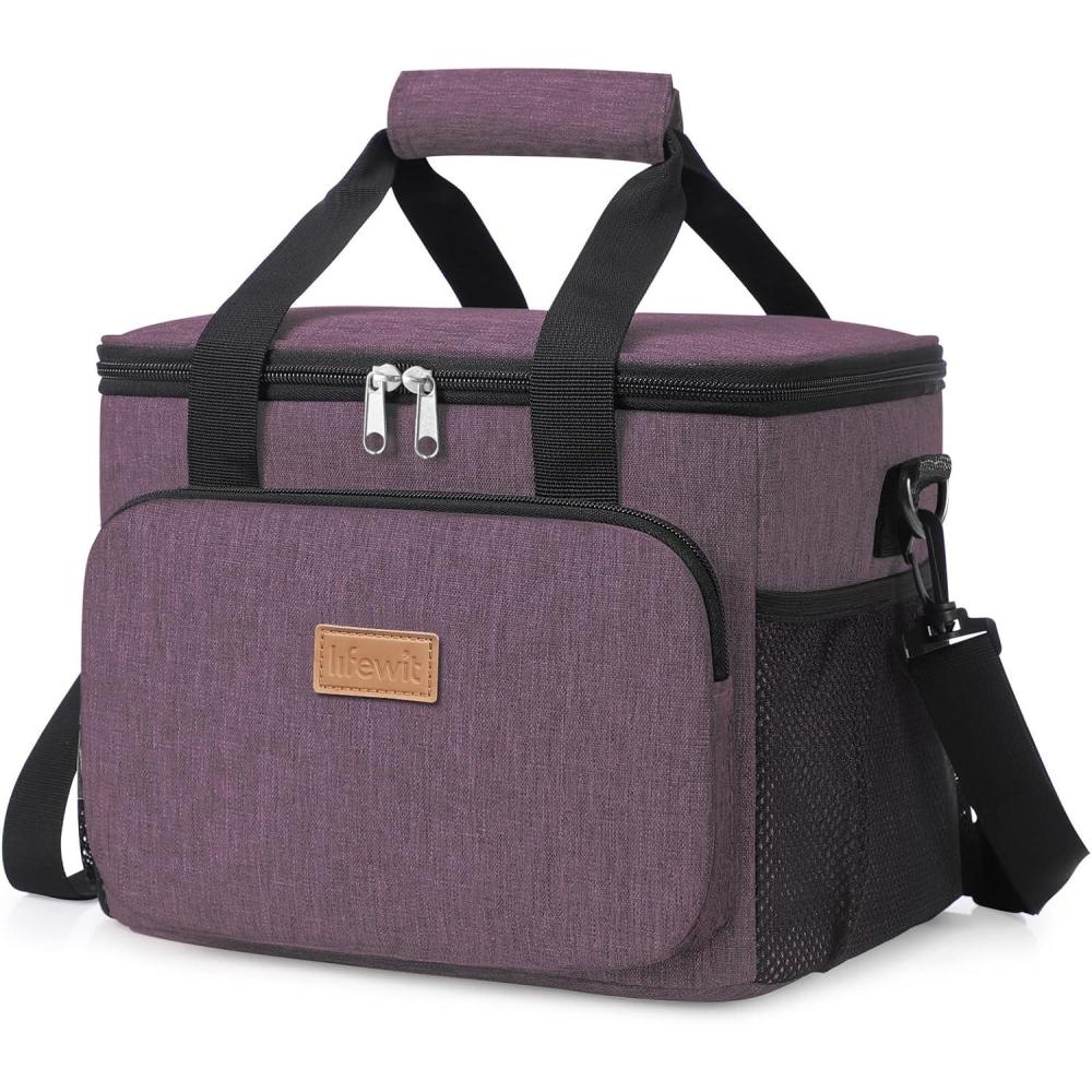 image:imageLifewit Large Lunch Bag Insulated Lunch Box Soft Cooler Cooling Tote for Adult Men Women Dark Blue 12Can 9LPurple