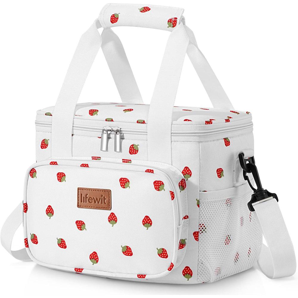 image:imageLifewit Large Lunch Bag Insulated Lunch Box Soft Cooler Cooling Tote for Adult Men Women Dark Blue 12Can 9LStrawberry