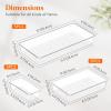Lifewit 6 Pcs Large Bathroom Drawer Organizers, 3 Sizes Clear Plastic Storage Organizer Trays for Make Up, Kitchen Utensils, Vanity Accessories in Bathroom/Office/Dresser Organization(15)
