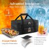 Lifewit Insulated Double Decker Casserole Carrier, Expandable Lasagna Lugger Tote Bag for Hot or Cold Food, Fits 9″ x 13″ Baking Dish for Potluck Parties, Picnic and Cookouts, Grey(Black)