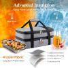 Lifewit Insulated Double Decker Casserole Carrier, Expandable Lasagna Lugger Tote Bag for Hot or Cold Food, Fits 9″ x 13″ Baking Dish for Potluck Parties, Picnic and Cookouts, Grey(Gray)