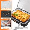 Lifewit Insulated Double Decker Casserole Carrier, Expandable Lasagna Lugger Tote Bag for Hot or Cold Food, Fits 9″ x 13″ Baking Dish for Potluck Parties, Picnic and Cookouts, Grey(Black-Flowers)