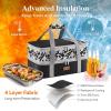 Lifewit Insulated Double Decker Casserole Carrier, Expandable Lasagna Lugger Tote Bag for Hot or Cold Food, Fits 9″ x 13″ Baking Dish for Potluck Parties, Picnic and Cookouts, Grey(Black-Flowers)