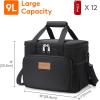 Lifewit Large Lunch Bag Insulated Lunch Box Soft Cooler Cooling Tote for Adult Men Women, Dark Blue 12-Can (9L)(Black)