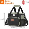 Lifewit Large Lunch Bag Insulated Lunch Box Soft Cooler Cooling Tote for Adult Men Women, Dark Blue 12-Can (9L)(Black/Green)