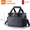 Lifewit Large Lunch Bag Insulated Lunch Box Soft Cooler Cooling Tote for Adult Men Women, Dark Blue 12-Can (9L)(Dark Gray)