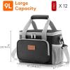 Lifewit Large Lunch Bag Insulated Lunch Box Soft Cooler Cooling Tote for Adult Men Women, Dark Blue 12-Can (9L)(Gray & Black)