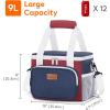 Lifewit Large Lunch Bag Insulated Lunch Box Soft Cooler Cooling Tote for Adult Men Women, Dark Blue 12-Can (9L)(White & Red & Blue)