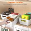 Lifewit Plastic Storage Basket, 7 Pack Stackable Storage Bins for Organizing, Multi Size Open Containers for Shelving, Pantry, Office and Cabinet, 5 Large and 2 Small Size, Black(White)