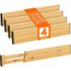 Lifewit 6 Pack 6″ Deep Bamboo Drawer Dividers, 17.5-22″ Expandable Drawer Organisers for Clothes, Adjustable Dresser Drawer Divider, Clothing Drawers Separators for Dresser, Bedroom, Bathroom, Office(4)