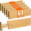 Lifewit 6 Pack 6″ Deep Bamboo Drawer Dividers, 17.5-22″ Expandable Drawer Organisers for Clothes, Adjustable Dresser Drawer Divider, Clothing Drawers Separators for Dresser, Bedroom, Bathroom, Office(5)