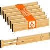 Lifewit 6 Pack 6″ Deep Bamboo Drawer Dividers, 17.5-22″ Expandable Drawer Organisers for Clothes, Adjustable Dresser Drawer Divider, Clothing Drawers Separators for Dresser, Bedroom, Bathroom, Office(6)