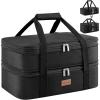 Lifewit Insulated Double Decker Casserole Carrier, Expandable Lasagna Lugger Tote Bag for Hot or Cold Food, Fits 9″ x 13″ Baking Dish for Potluck Parties, Picnic and Cookouts, Grey(Black)