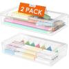 Lifewit Plastic Pencil Box with Snap-tight Lid, Large Capacity Hard Pencil Case, Craft organizer for Art Supply,Office, 4 Pack(2)