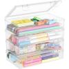 Lifewit Plastic Pencil Box with Snap-tight Lid, Large Capacity Hard Pencil Case, Craft organizer for Art Supply,Office, 4 Pack(4)