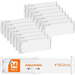 Lifewit 5″ Tall 5 Pack Deep Drawer Dividers, 30 –47cm/11.5-18.5″ Expandable Drawer Divider for Clothes, White Dresser Drawer Storage Organizers, Clothing Drawers Separators for Dresser Kitchen Bedroom(14)