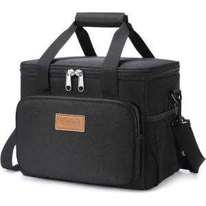 Lifewit Large Lunch Bag Insulated Lunch Box Soft Cooler Cooling Tote for Adult Men Women, Dark Blue 12-Can (9L)(Black)