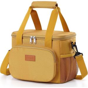 Lifewit Large Lunch Bag Insulated Lunch Box Soft Cooler Cooling Tote for Adult Men Women, Dark Blue 12-Can (9L)(Brown)