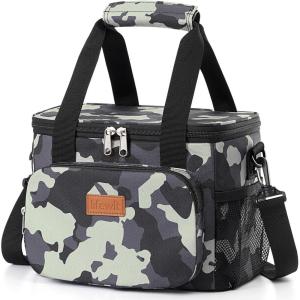 Lifewit Large Lunch Bag Insulated Lunch Box Soft Cooler Cooling Tote for Adult Men Women, Dark Blue 12-Can (9L)(Camouflage)