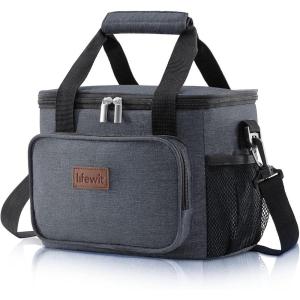 Lifewit Large Lunch Bag Insulated Lunch Box Soft Cooler Cooling Tote for Adult Men Women, Dark Blue 12-Can (9L)(Dark Gray)