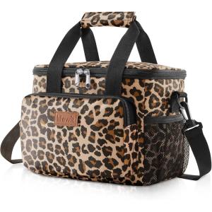 Lifewit Large Lunch Bag Insulated Lunch Box Soft Cooler Cooling Tote for Adult Men Women, Dark Blue 12-Can (9L)(Leopard)