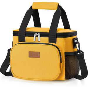 Lifewit Large Lunch Bag Insulated Lunch Box Soft Cooler Cooling Tote for Adult Men Women, Dark Blue 12-Can (9L)(Orange)