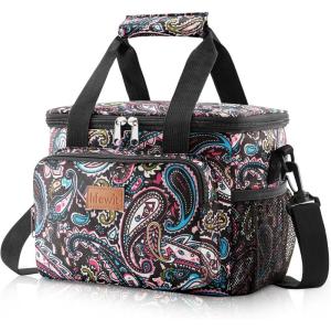 Lifewit Large Lunch Bag Insulated Lunch Box Soft Cooler Cooling Tote for Adult Men Women, Dark Blue 12-Can (9L)(Paisley)