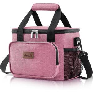Lifewit Large Lunch Bag Insulated Lunch Box Soft Cooler Cooling Tote for Adult Men Women, Dark Blue 12-Can (9L)(Pink)