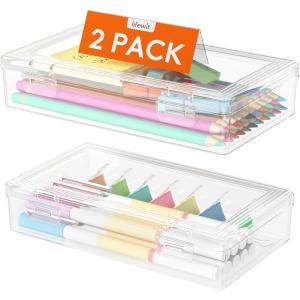 Lifewit Plastic Pencil Box with Snap-tight Lid, Large Capacity Hard Pencil Case, Craft organizer for Art Supply,Office, 4 Pack(2)