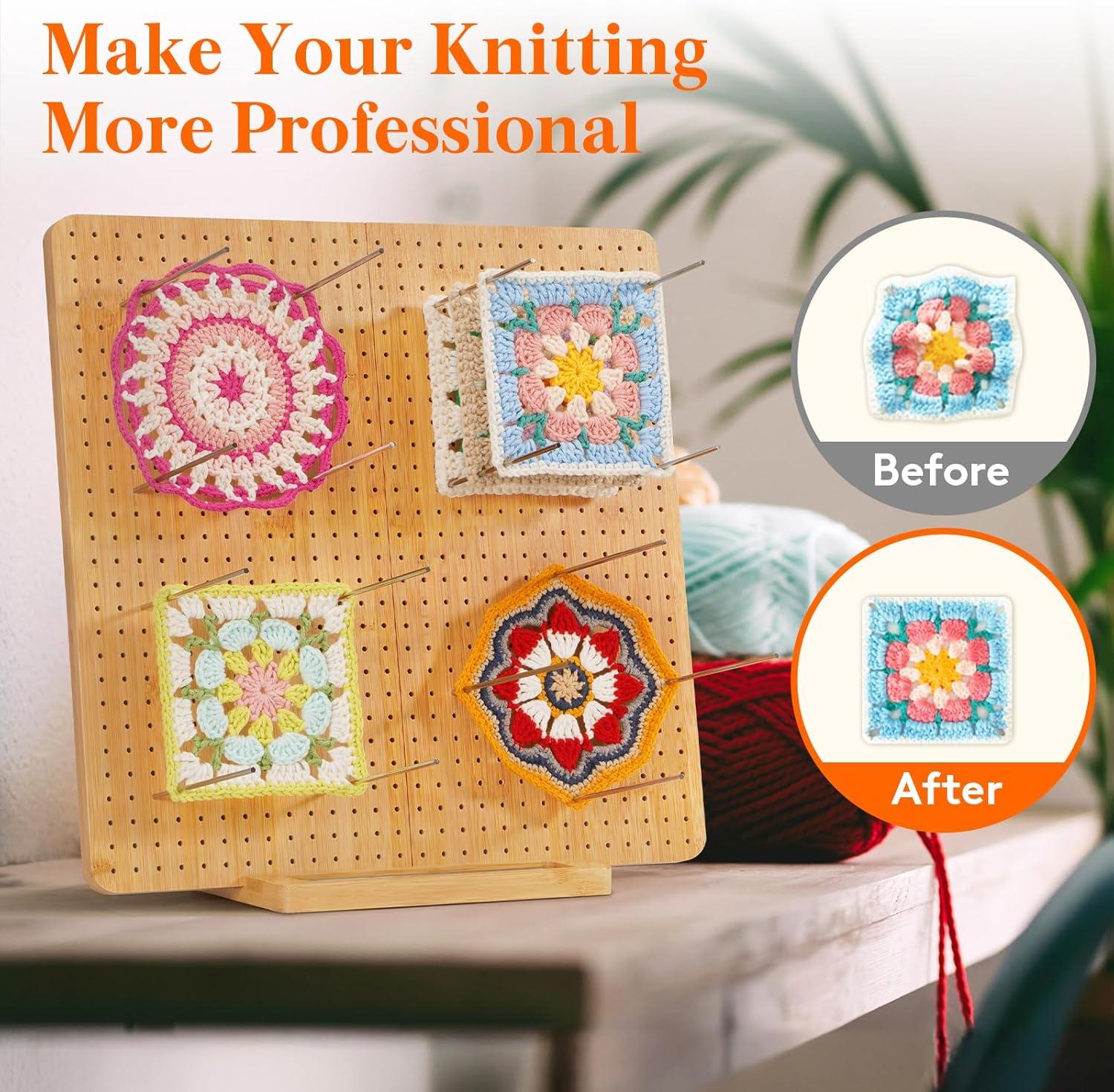 image:imageLifewit 118 Crochet Blocking Board with 20 Pegs Bamboo Granny Square Blocking Board for Crochet Projects Blocking Mats for Knitting Crocheting Accessories Gifts for Crocheters144