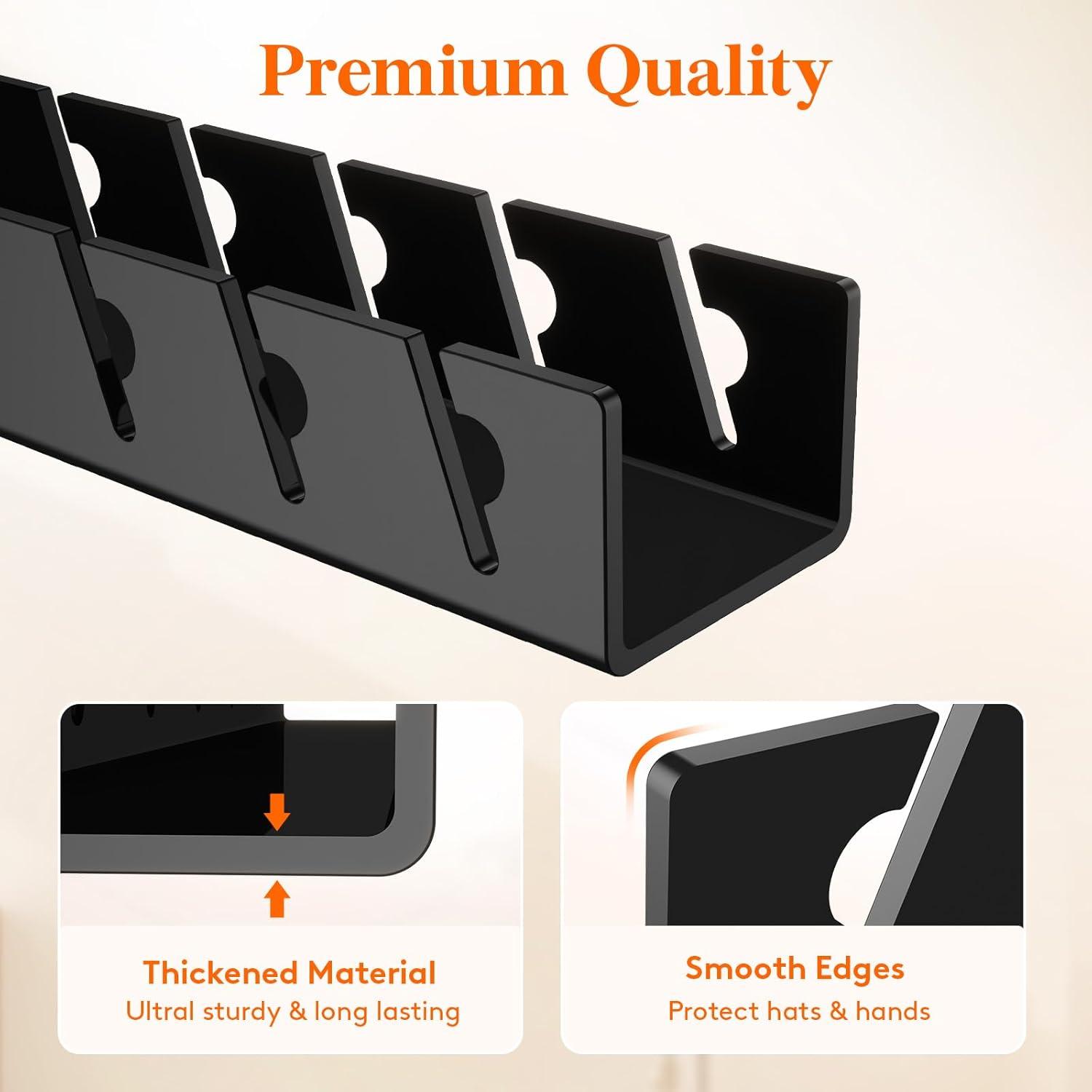 image:imageLifewit 3 Pack Hat Organizer for Baseball Caps Hat Storage Rack for 21 Ball Caps Hat Stand Shelf for Trucker Hat and Golf Cap in Closet Bedroom Dresser ClearBlack