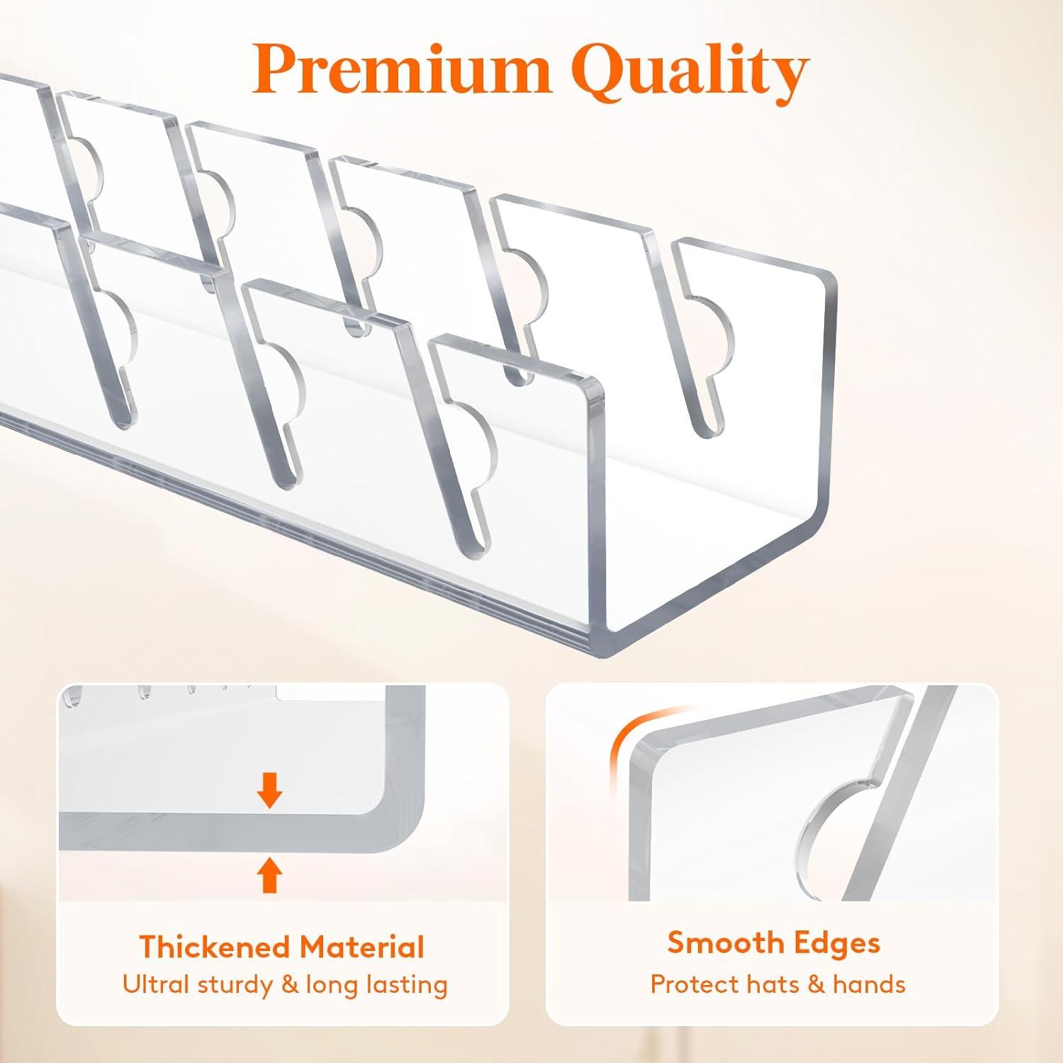 image:imageLifewit 3 Pack Hat Organizer for Baseball Caps Hat Storage Rack for 21 Ball Caps Hat Stand Shelf for Trucker Hat and Golf Cap in Closet Bedroom Dresser ClearClear