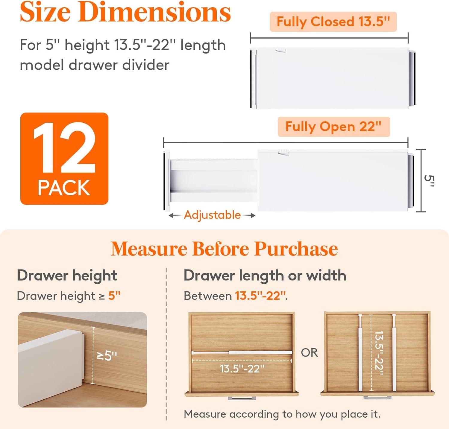 image:imageLifewit 5 Pack Clothes Drawer Dividers 236 High 1117 Adjustable Drawer Organizer for ClothingMakeup Plastic Expandable Separators in KitchenDresserBathroomOffice Organization amp Storage12