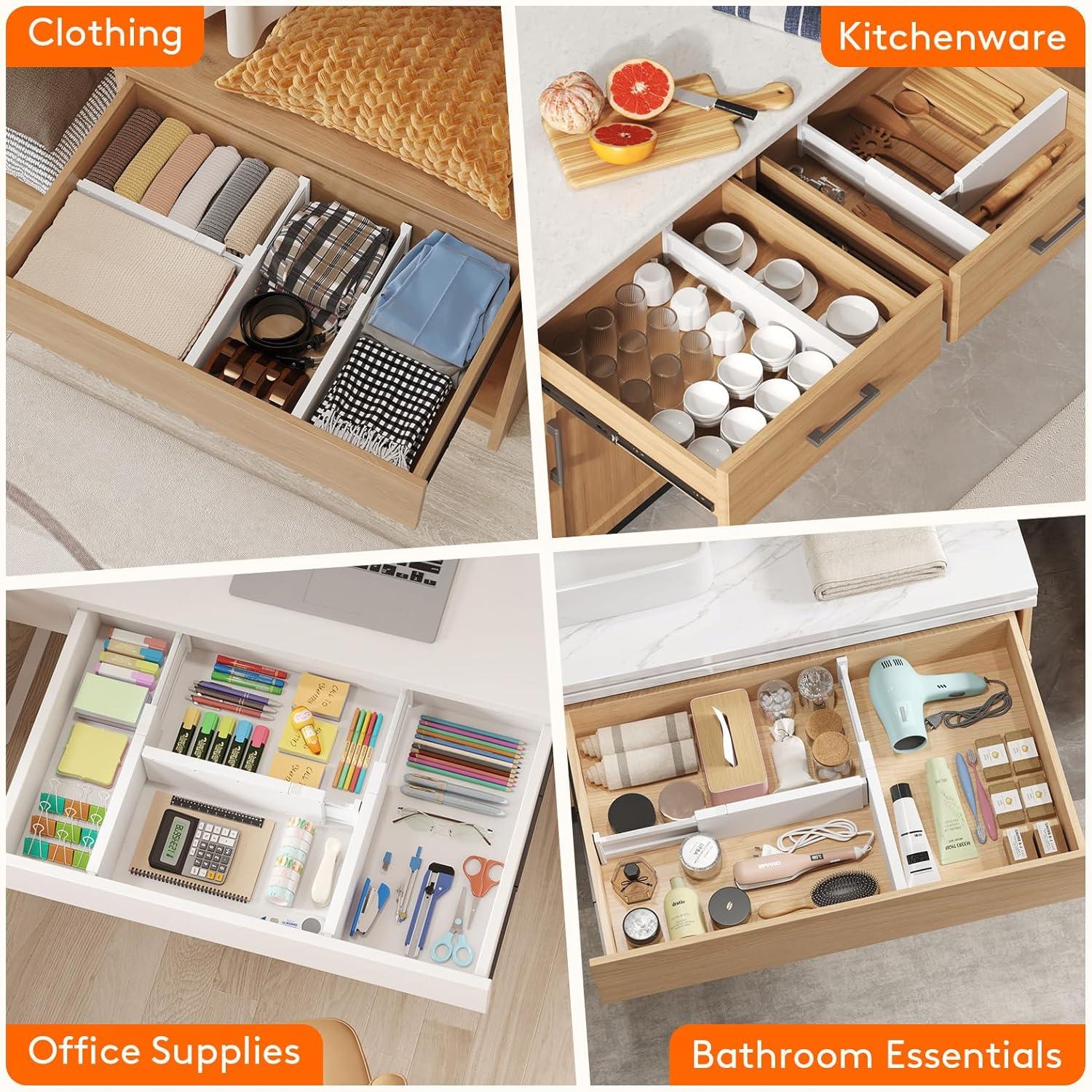 image:imageLifewit 5 Pack Clothes Drawer Dividers 236 High 1117 Adjustable Drawer Organizer for ClothingMakeup Plastic Expandable Separators in KitchenDresserBathroomOffice Organization amp Storage12