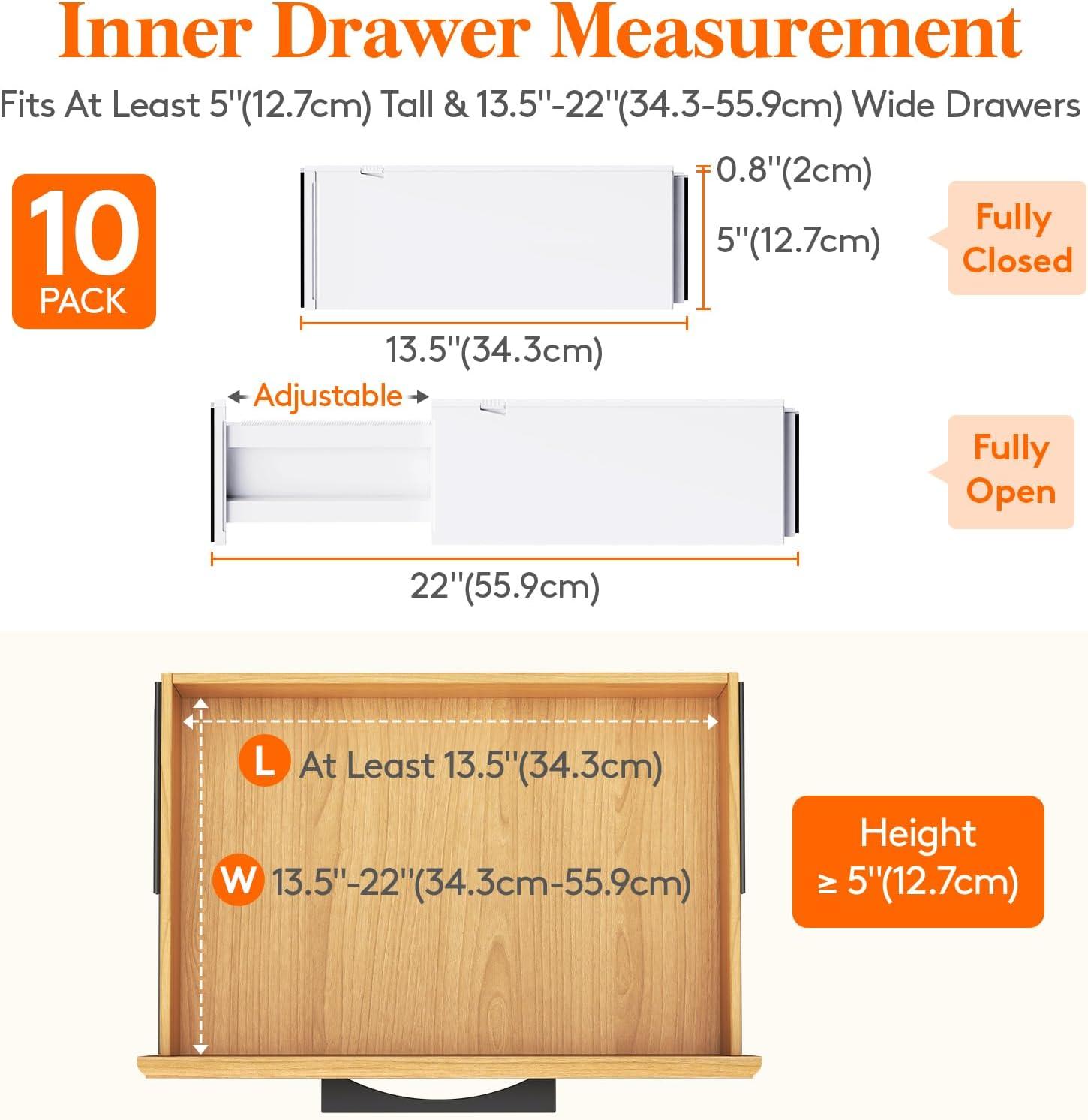 image:imageLifewit 5 Pack Clothes Drawer Dividers 236 High 1117 Adjustable Drawer Organizer for ClothingMakeup Plastic Expandable Separators in KitchenDresserBathroomOffice Organization amp Storage10