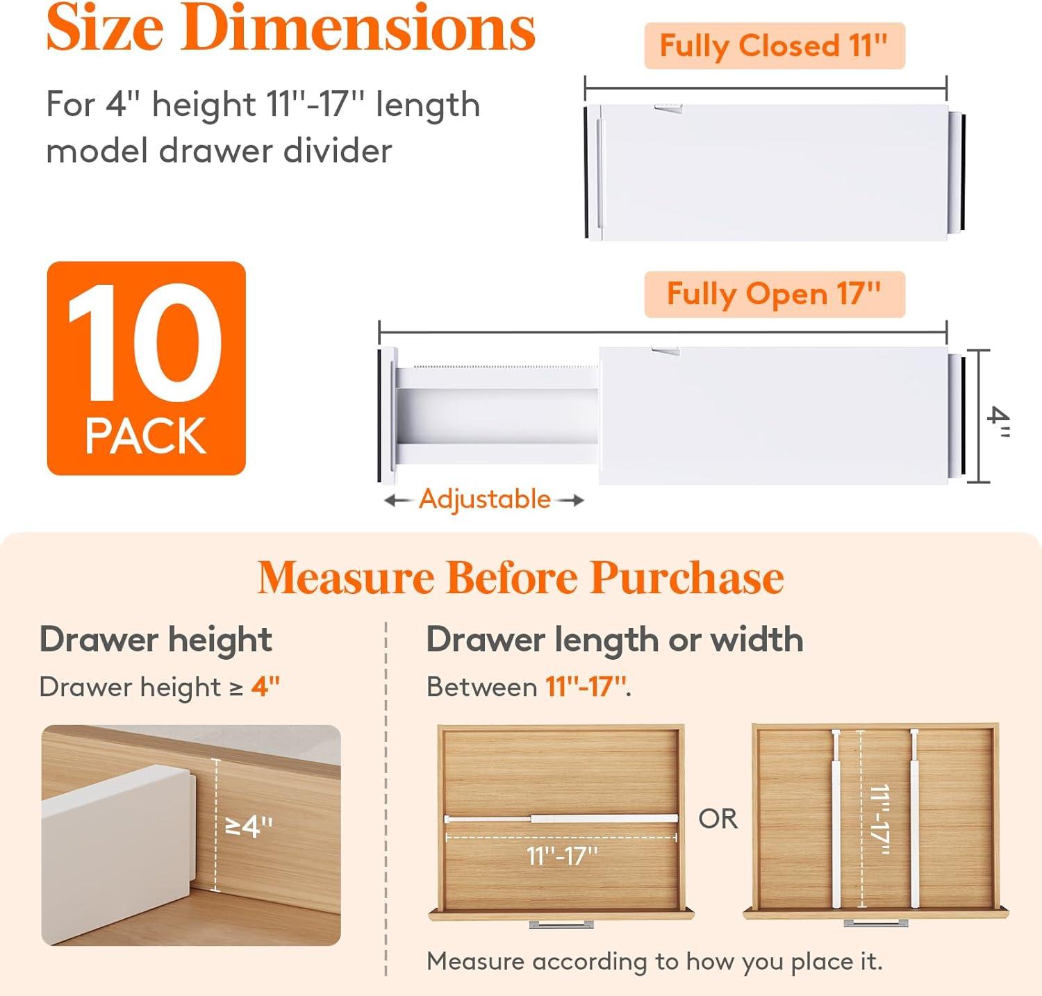 image:imageLifewit 5 Pack Clothes Drawer Dividers 236 High 1117 Adjustable Drawer Organizer for ClothingMakeup Plastic Expandable Separators in KitchenDresserBathroomOffice Organization amp Storage10