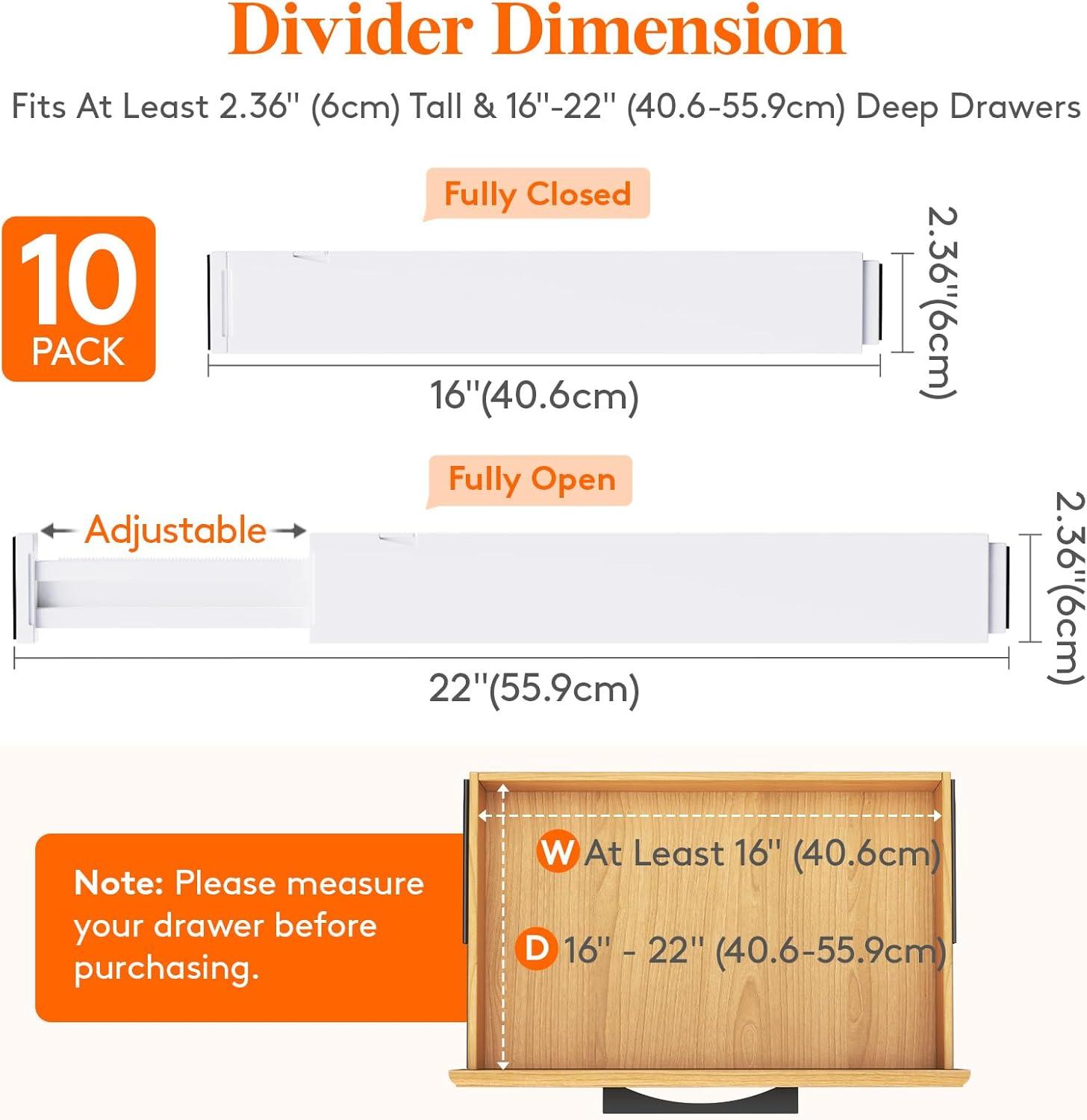 image:imageLifewit 5 Pack Clothes Drawer Dividers 236 High 1117 Adjustable Drawer Organizer for ClothingMakeup Plastic Expandable Separators in KitchenDresserBathroomOffice Organization amp Storage10