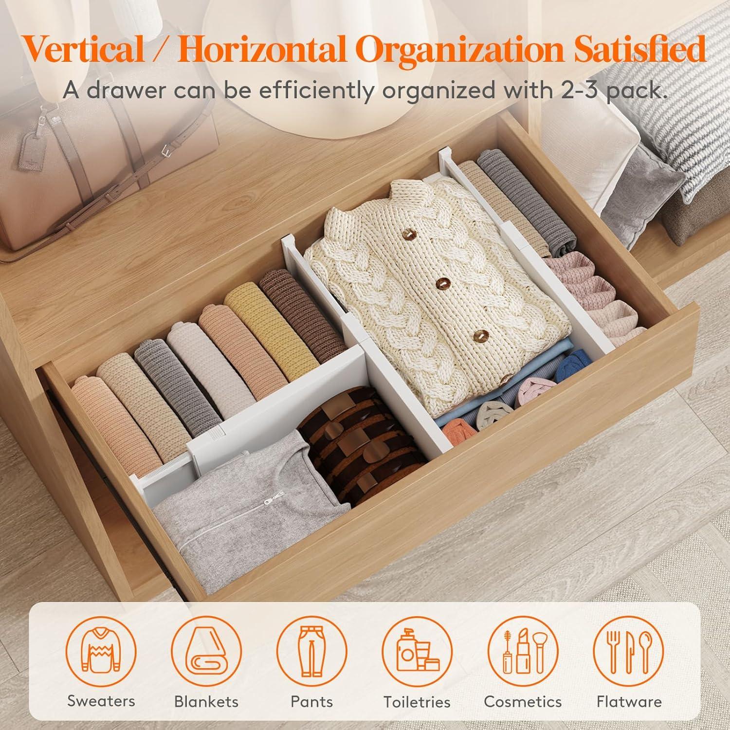 image:imageLifewit 5 Pack Clothes Drawer Dividers 236 High 1117 Adjustable Drawer Organizer for ClothingMakeup Plastic Expandable Separators in KitchenDresserBathroomOffice Organization amp Storage12
