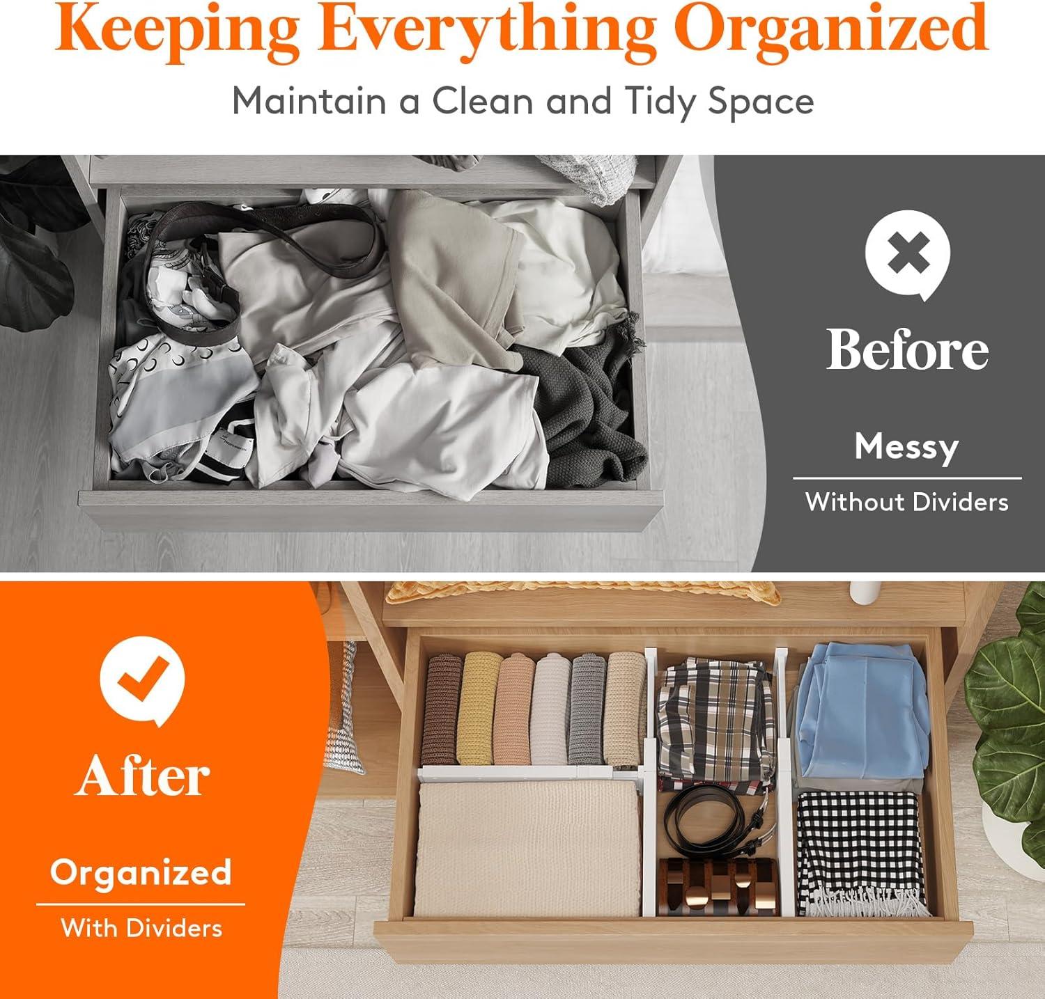 image:imageLifewit 5 Pack Clothes Drawer Dividers 236 High 1117 Adjustable Drawer Organizer for ClothingMakeup Plastic Expandable Separators in KitchenDresserBathroomOffice Organization amp Storage12