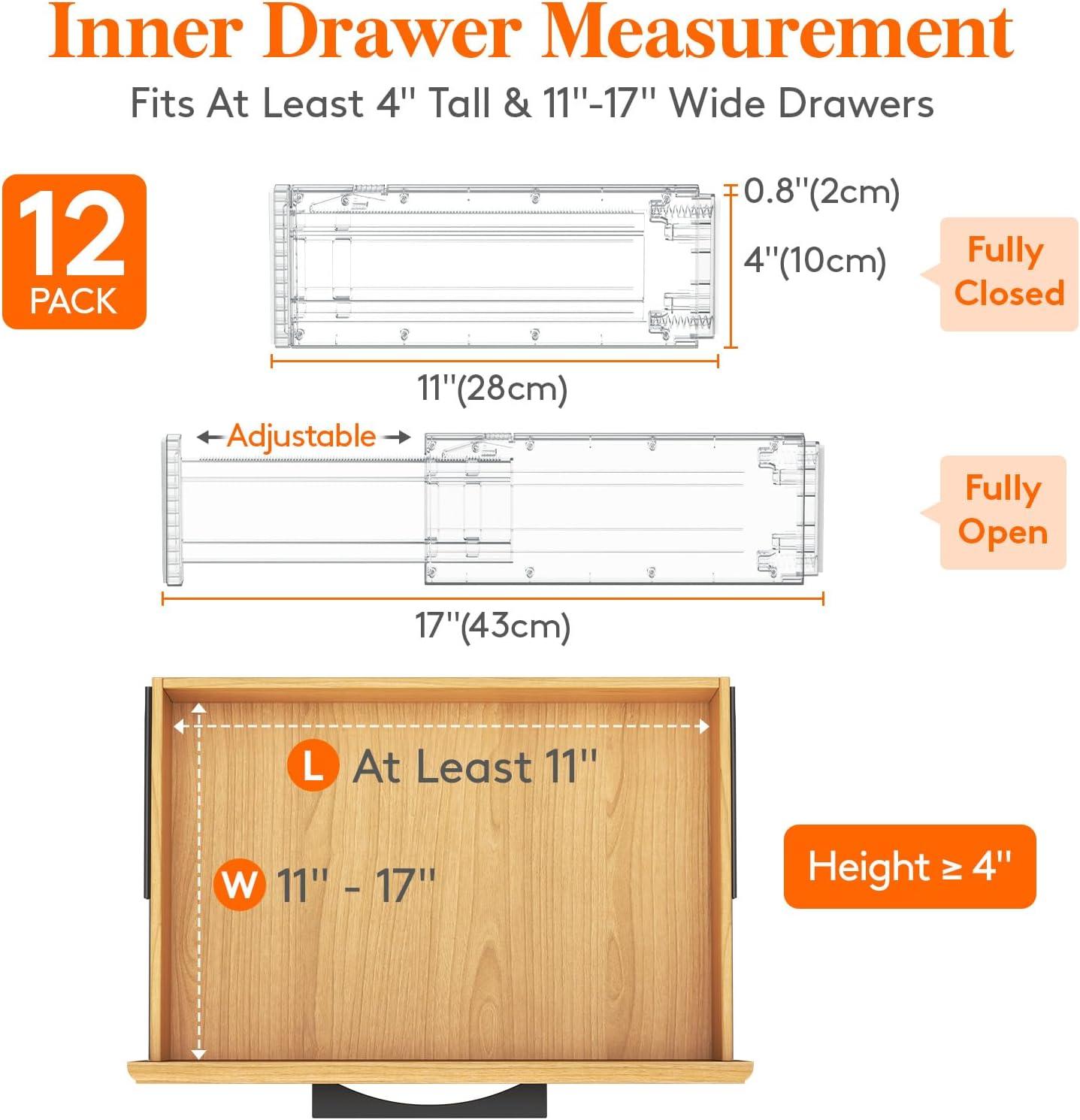 image:imageLifewit 5 Pack Drawer Dividers 4 High 1117 Adjustable Dresser Drawer Organizers for Clothes Expandable Dresser Separators in BedroomBathroomKitchenVanityOffice Organization and Storage PinkClear