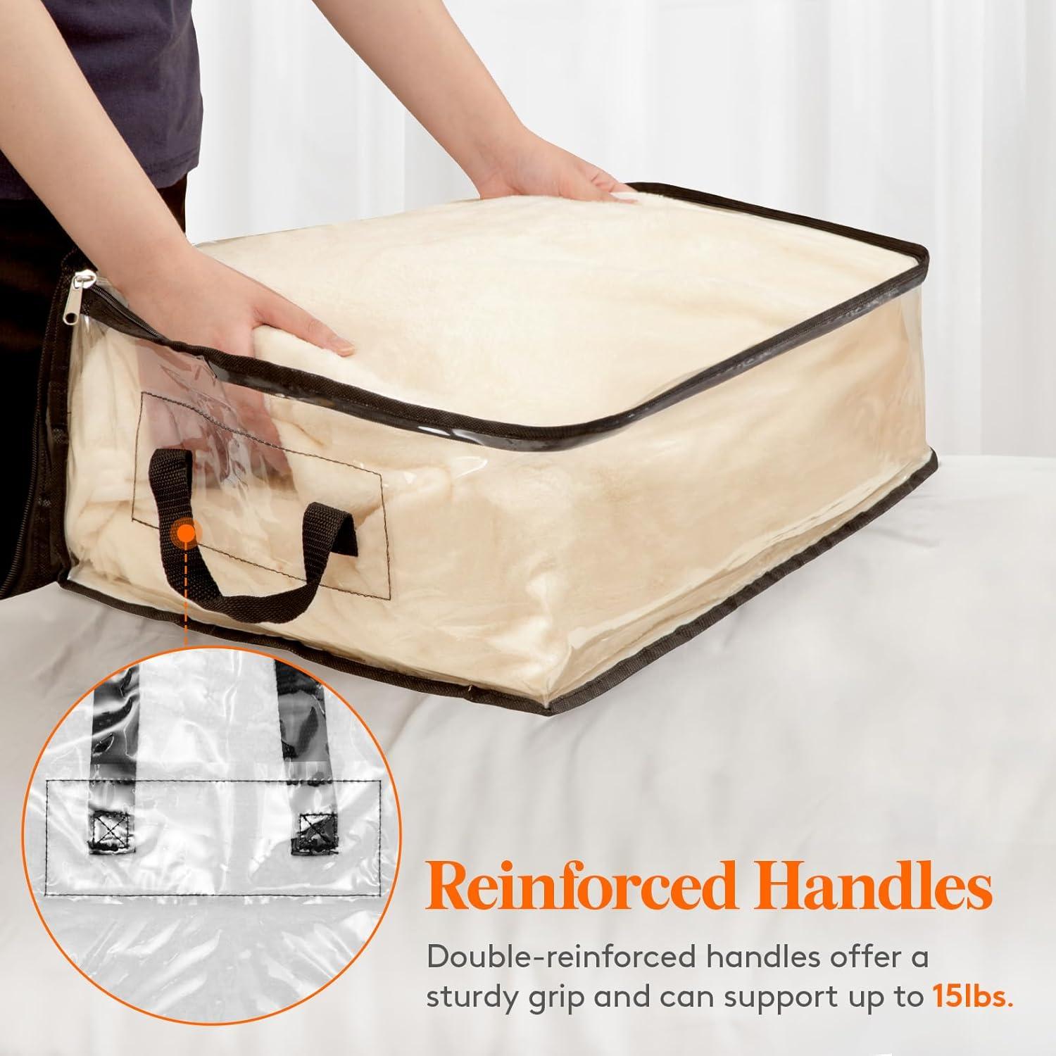 image:imageLifewit 6 Pack Clear Clothes Storage Bags 60L Plastic Blanket Vinyl Foldable Moving Bags with Zipper Closet Organizers and Storage Containers for Bedding Duvet Pillow6