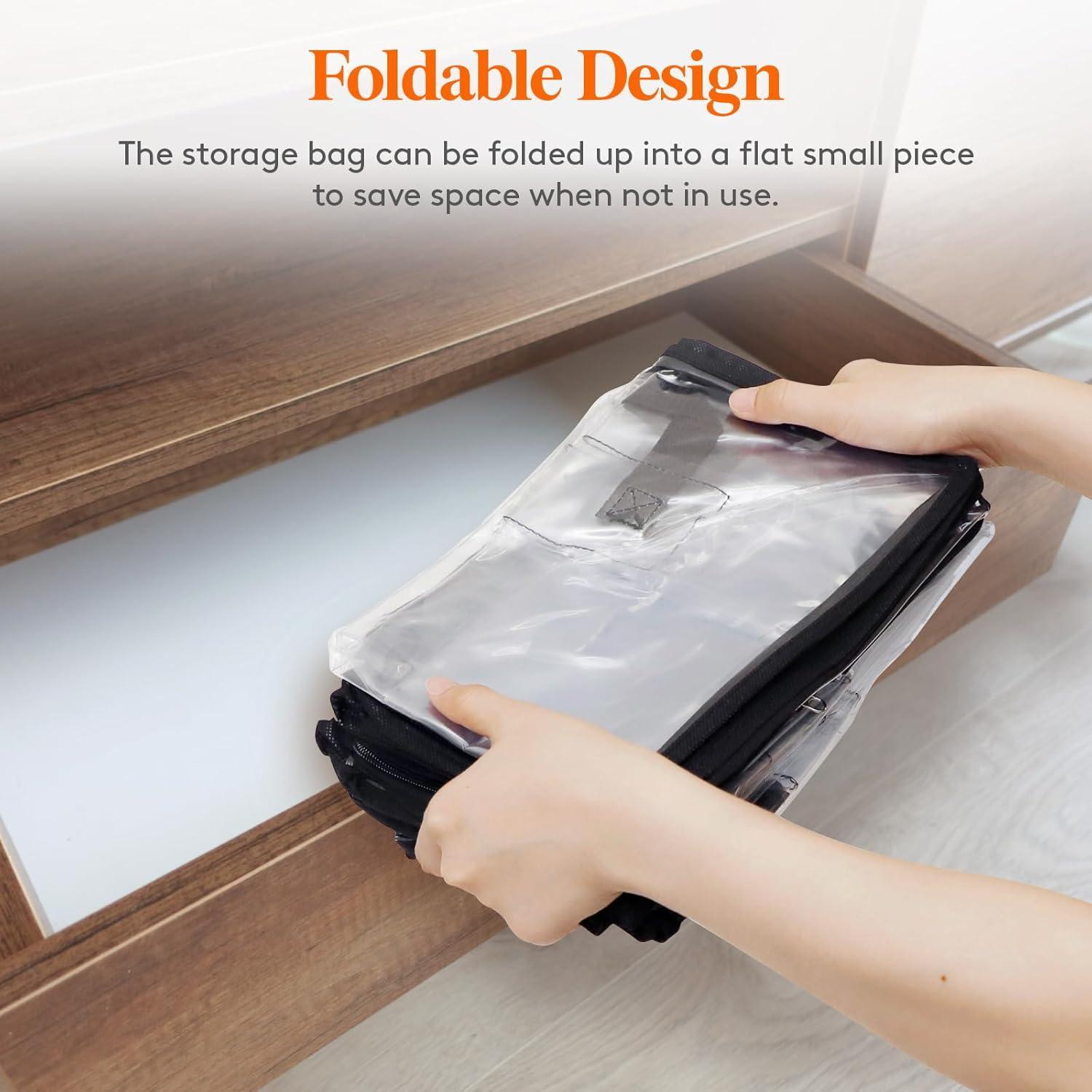 image:imageLifewit 6 Pack Clear Clothes Storage Bags 60L Plastic Blanket Vinyl Foldable Moving Bags with Zipper Closet Organizers and Storage Containers for Bedding Duvet Pillow8