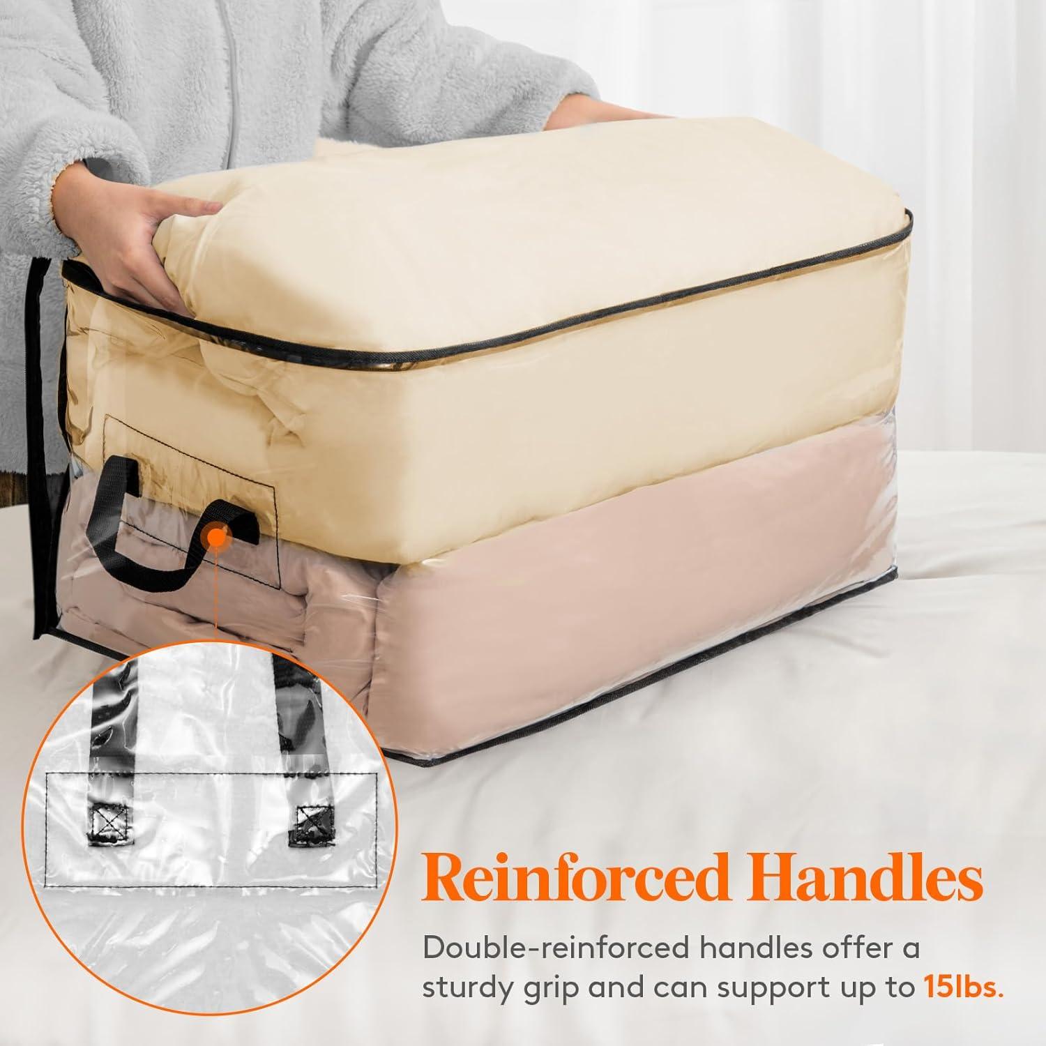 image:imageLifewit 6 Pack Clear Clothes Storage Bags 60L Plastic Blanket Vinyl Foldable Moving Bags with Zipper Closet Organizers and Storage Containers for Bedding Duvet Pillow4