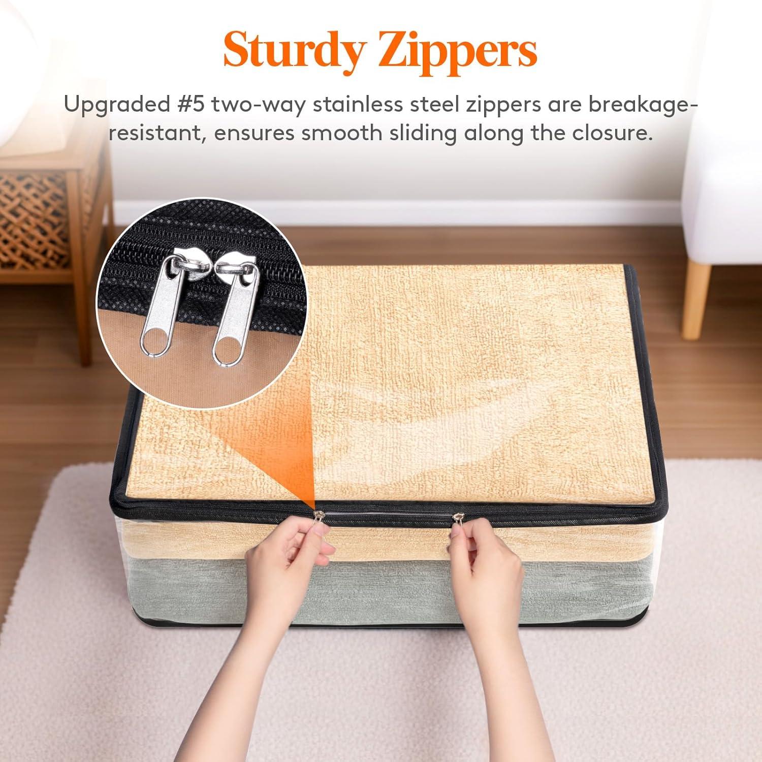 image:imageLifewit 6 Pack Clear Clothes Storage Bags 60L Plastic Blanket Vinyl Foldable Moving Bags with Zipper Closet Organizers and Storage Containers for Bedding Duvet Pillow3
