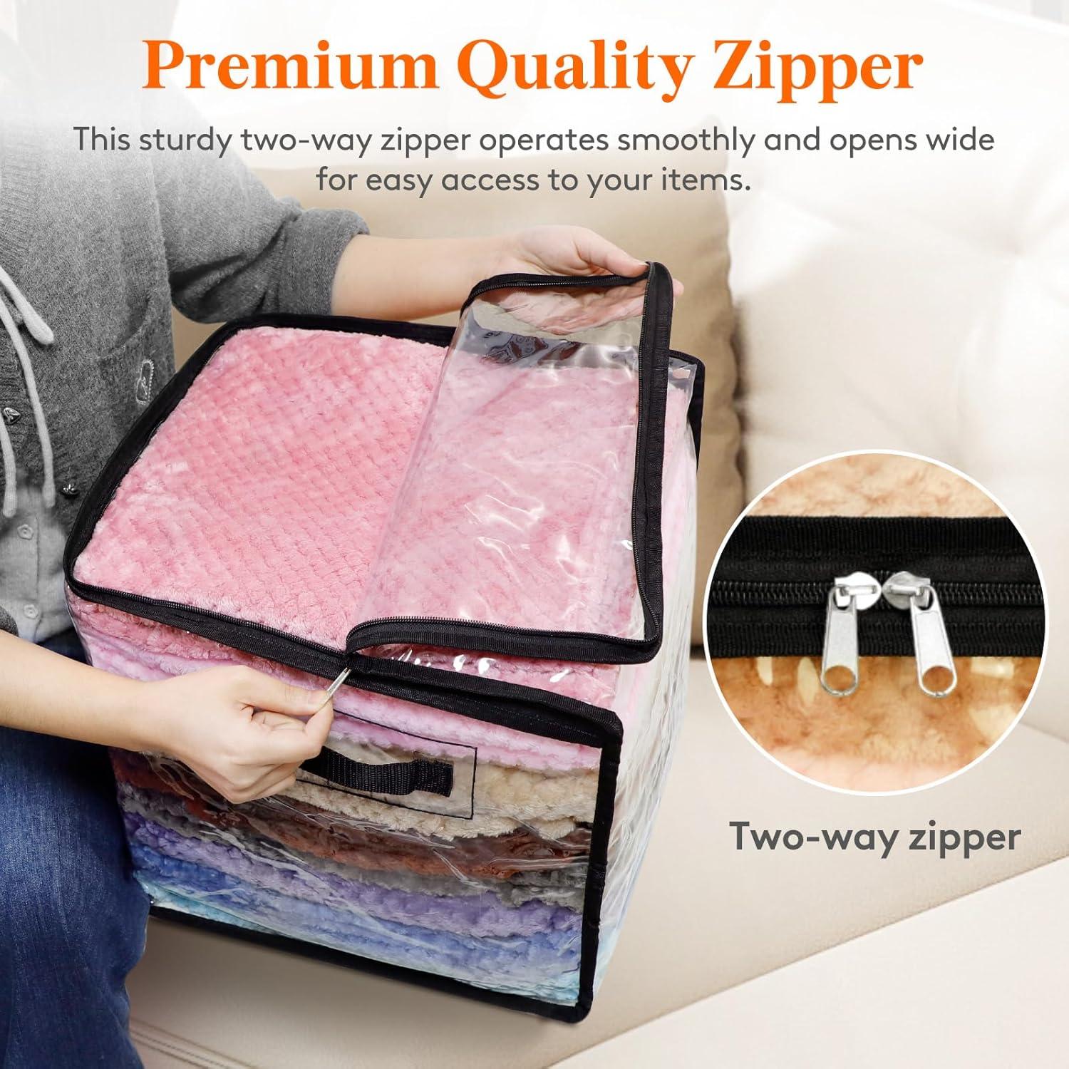 image:imageLifewit 6 Pack Clear Clothes Storage Bags 60L Plastic Blanket Vinyl Foldable Moving Bags with Zipper Closet Organizers and Storage Containers for Bedding Duvet Pillow6