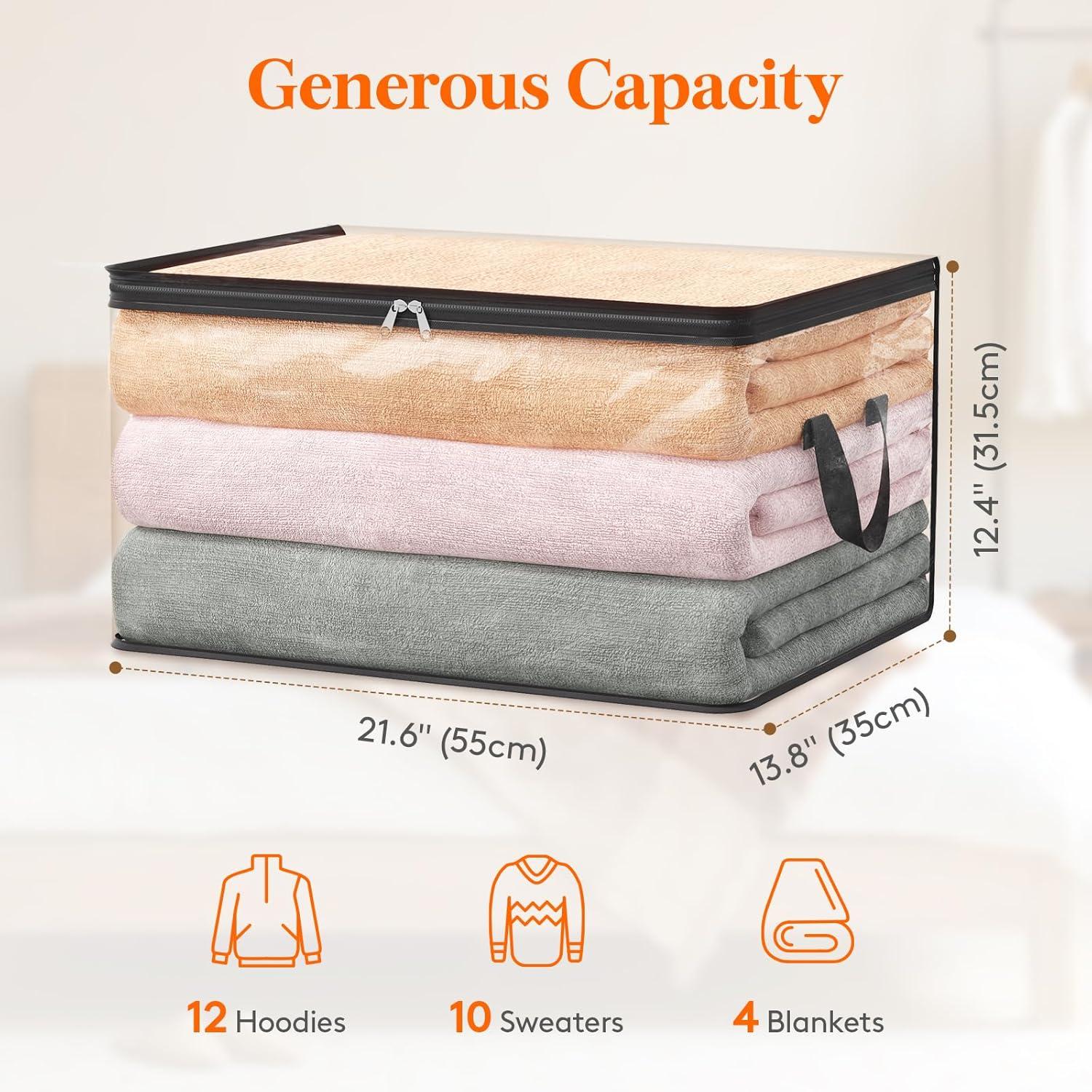 image:imageLifewit 6 Pack Clear Clothes Storage Bags 60L Plastic Blanket Vinyl Foldable Moving Bags with Zipper Closet Organizers and Storage Containers for Bedding Duvet Pillow4