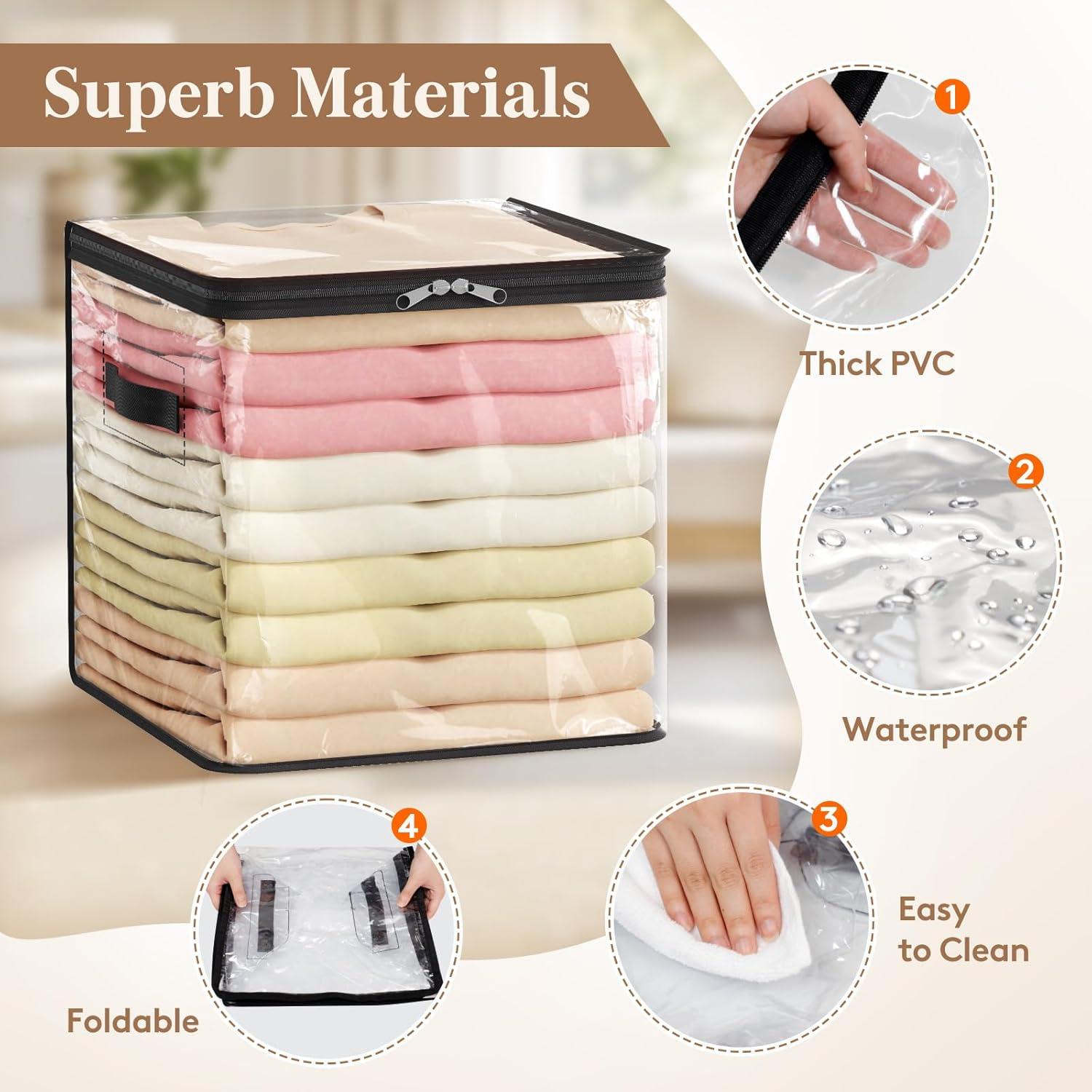 image:imageLifewit 6 Pack Clear Clothes Storage Bags 60L Plastic Blanket Vinyl Foldable Moving Bags with Zipper Closet Organizers and Storage Containers for Bedding Duvet Pillow4